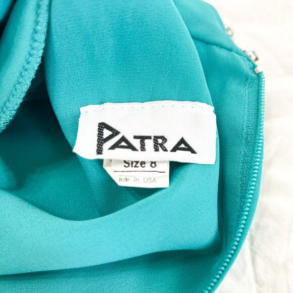 Patra Teal High Neck Shoulder Pad Midi Dress Women’s Size 8 EUC - Picture 6 of 7